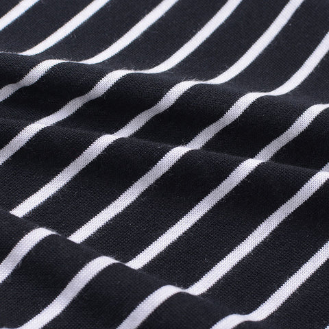 Black Horizontal-Stripe Jersey Knit, Poly-Viscose, 155 gsm, 160 cm