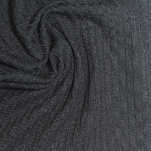 Polyester Viscose Stretch Rib Knit Fabric, 280 gsm, 134 cm — Grey