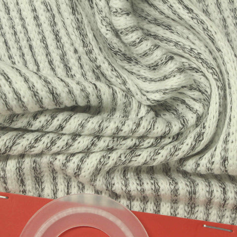 White Stripes Jersey Knit, Viscose-Poly