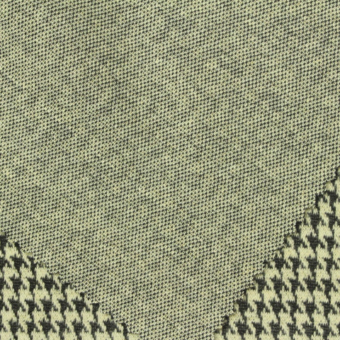 Black Houndstooth Interlock Knit, Poly-Cotton, 251 gsm