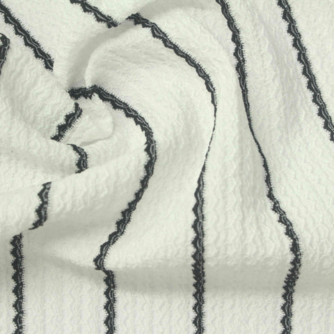 Dark Grey Wavy-Stripe Crepe, Polyester
