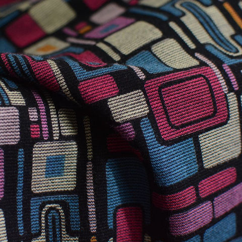 Pink Geometric Ponte Knit, Viscose-Poly