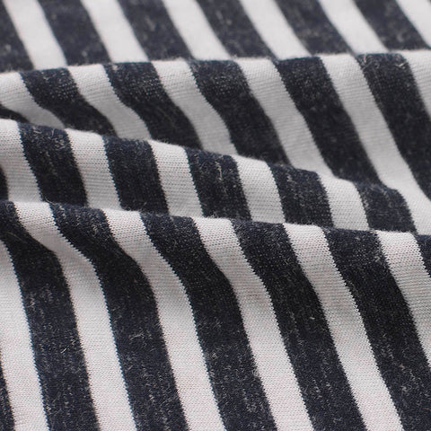 Black Horizontal-Stripe Jersey Knit, Viscose-Poly, 155 gsm