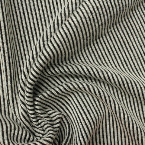 Black Vertical-Stripe Rib Knit, Viscose-Poly, 185 gsm