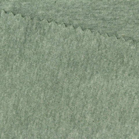 Green Marl Rib Knit, Cotton-Poly, 235 gsm