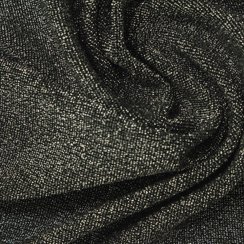 Nylon Metallic Rib Knit Fabric, 220 gsm, 155 cm — Black