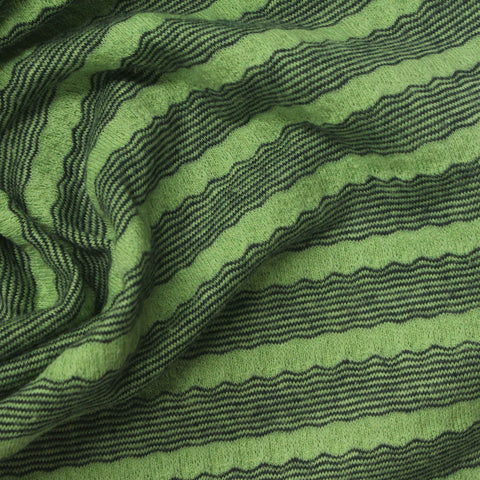 Green Horizontal-Stripe Jersey Knit, Cotton-Poly, 150 gsm