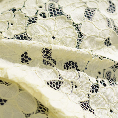 Cream Floral Lace, Nylon-Cotton, 153 gsm