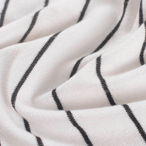 Black Horizontal-Stripe Chunky Knit, Poly-Viscose, 200 gsm, 155 cm