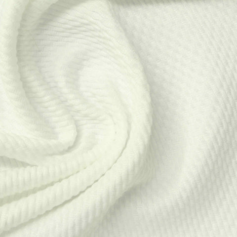 Jacquard Polyester Viscose Stretch Jersey Knit Fabric, 250 gsm, 165 cm — White