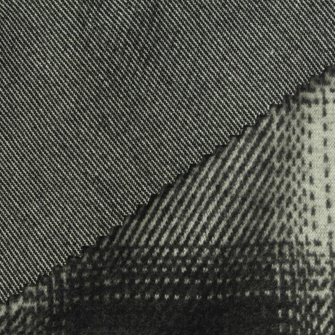 Black Plaid Interlock Knit, Poly-Viscose, 325 gsm