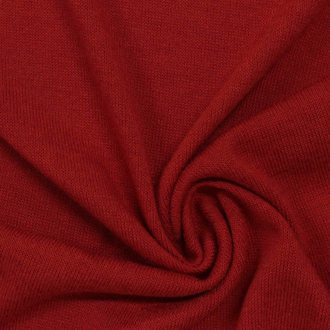 Polyester Viscose Stretch Chunky Knit Fabric, 200 gsm, 165 cm — Red