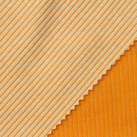 Cotton Polyester Stretch Rib Knit Fabric, 342 gsm, 136 cm — Orange