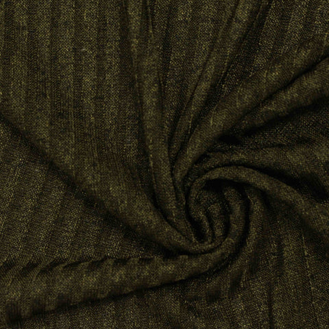 Dark Green Marl Rib Knit, Polyester, 160 gsm