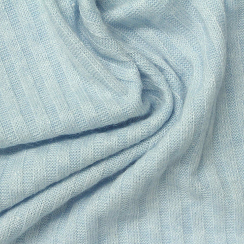 Viscose Polyester Blend Rib Knit Fabric, 181 gsm, 163 cm — Blue