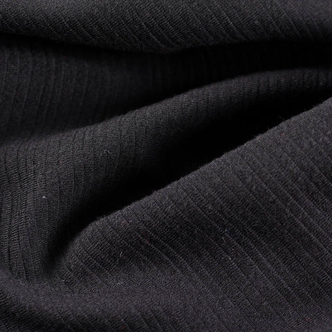 Yarn-Dyed Polyester Stretch Knit Fabric, 340 gsm, 150 cm — Black, ref EF-10752