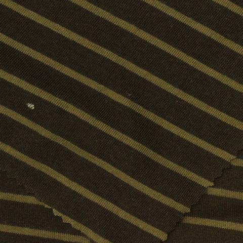 Dark Olive Horizontal-Stripe Rib Knit, Cotton-Poly