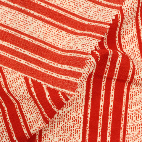 Red Vertical-Stripe Chiffon, Polyester, 121 gsm