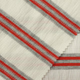 White Horizontal-Stripe Jersey Knit, Poly-Viscose — photo 3