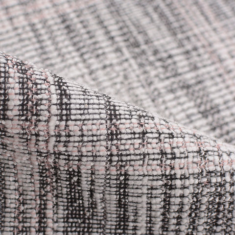 Black Irregular-Plaid Interlock Knit, Poly-Cotton, 270 gsm