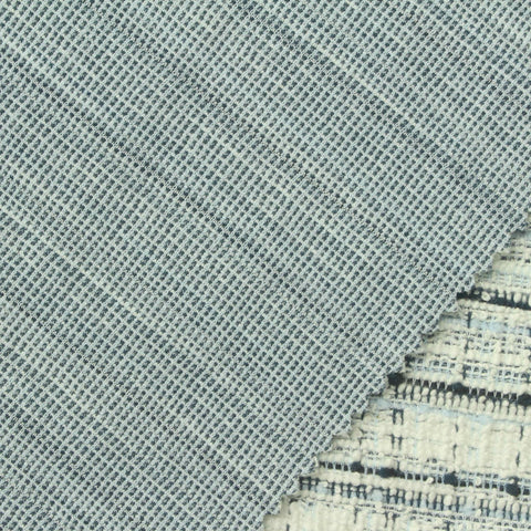 White Horizontal-Stripe Bouclé, Poly-Cotton, 255 gsm