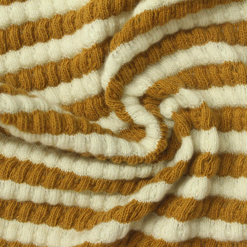 Mustard Horizontal-Stripe Chunky Knit, Cotton-Viscose