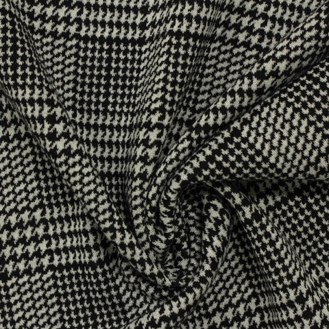 Black Houndstooth Knit, Polyester, 260 gsm, 155 cm, ref EF-210308