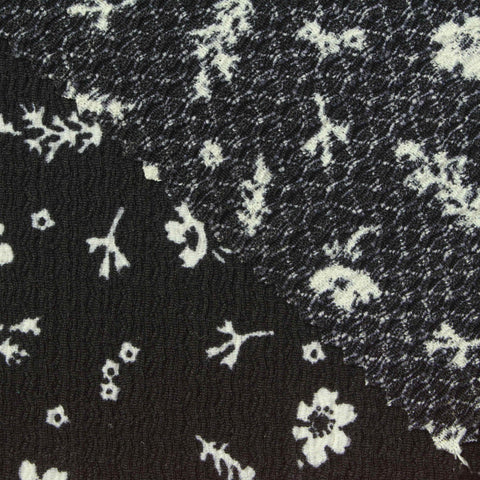 White Floral Warp Knit, Polyester, 160 gsm