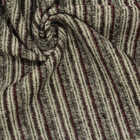 Dark Red Vertical-Stripe Chunky Knit, Poly-Viscose