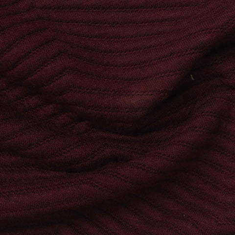 Deep Maroon Textured-Chevron Jacquard, Poly-Viscose