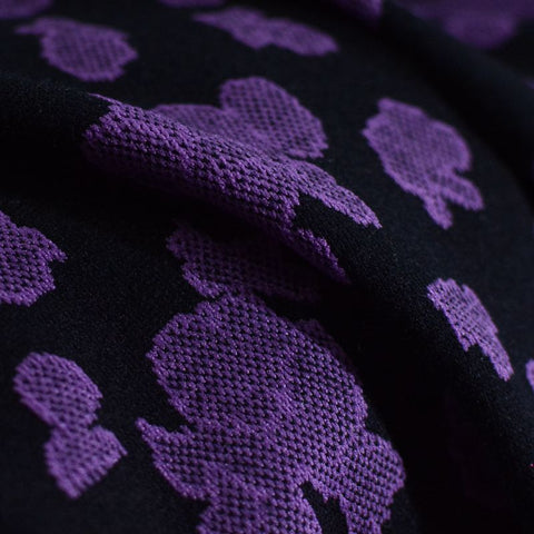 Purple Abstract-Floral Jacquard, Cotton-Poly