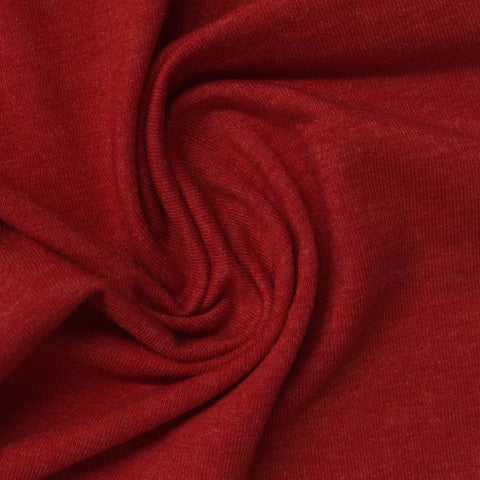 Heathered Red Marl Jersey Knit, Cotton-Poly