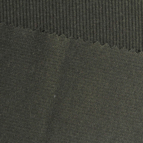 Dark Olive Ribbed Rib Knit, Cotton-Poly