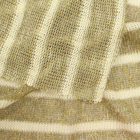 Cream Horizontal-Stripe Chunky Knit, Viscose-Poly, 117 gsm