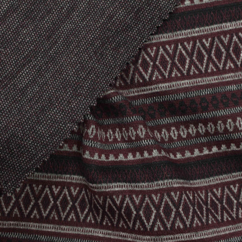 Burgundy Horizontal-Stripe Jacquard, Poly-Viscose