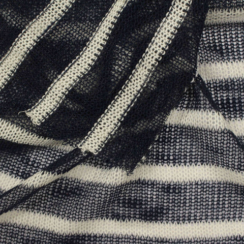 Navy Stripes Chunky Knit, Poly-Viscose