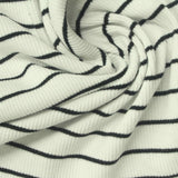Black Horizontal-Stripe Rib Knit, Cotton — photo 3