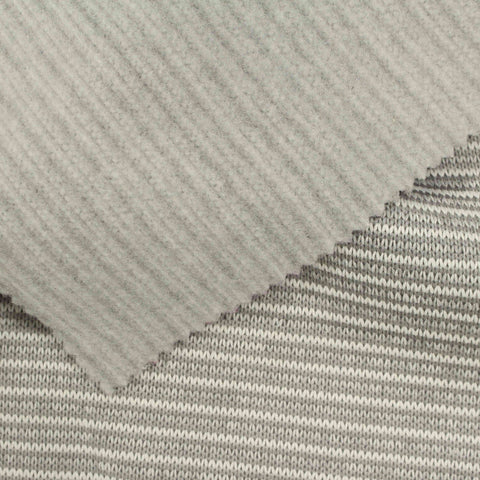 Light Grey Horizontal-Stripe Chunky Knit, Polyester, 270 gsm