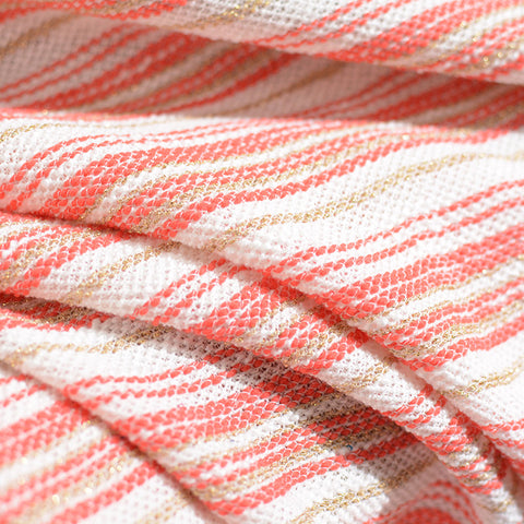 White Horizontal-Stripe Chunky Knit, Metallic