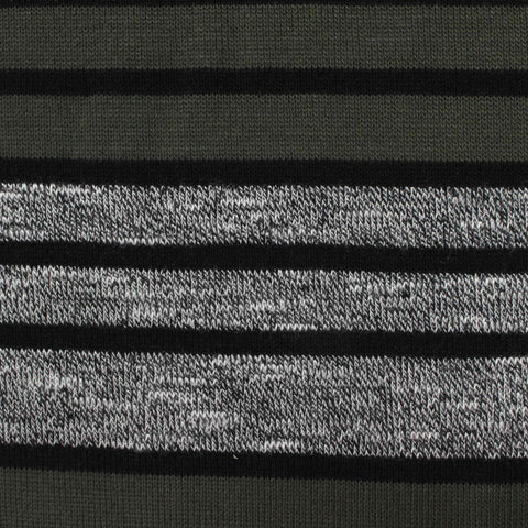 Dark Green Stripes Rib Knit