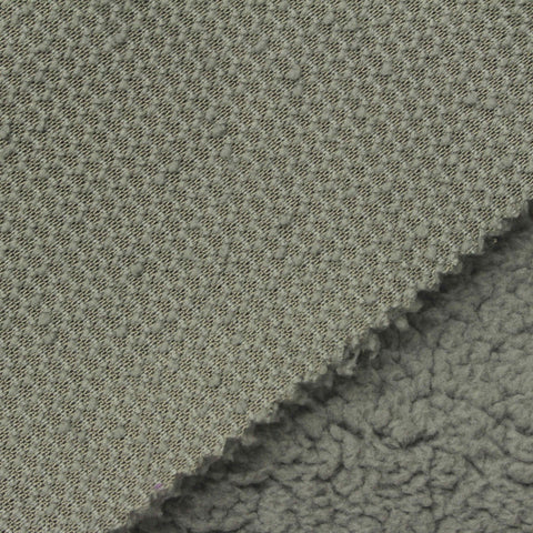 100% Polyester Sherpa Fleece Fabric, 240 gsm, 172 cm — Grey