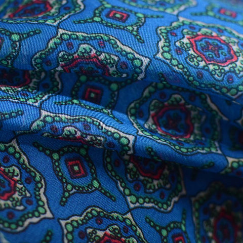 Blue Geometric-Medallion Chiffon, Polyester