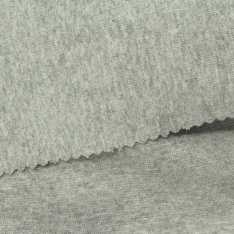 Light Grey Heathered-Marl Rib Knit, Cotton, 240 gsm