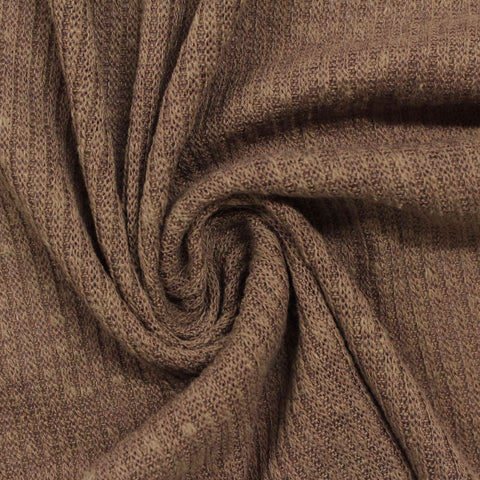 Brown Marl Rib Knit, Poly-Viscose, 154 gsm