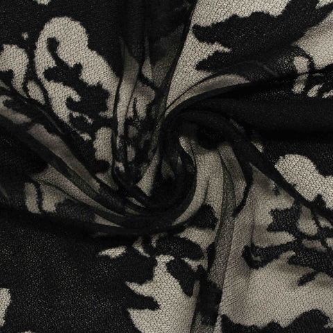 Black Floral Knit, Viscose-Poly