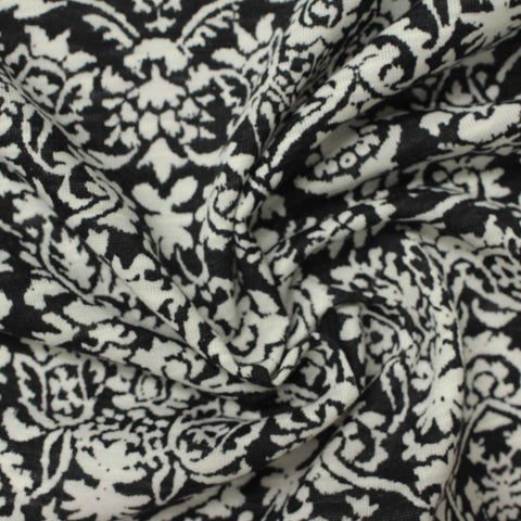 Dark Grey Floral Jacquard, Polyester, 180 gsm