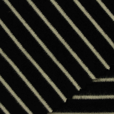 Light Grey Horizontal-Stripe Interlock Knit, Viscose-Acrylic