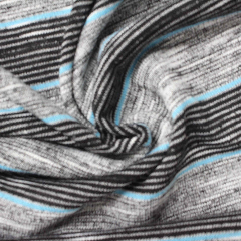 Black Horizontal-Stripe Knit, Polyester, 195 gsm