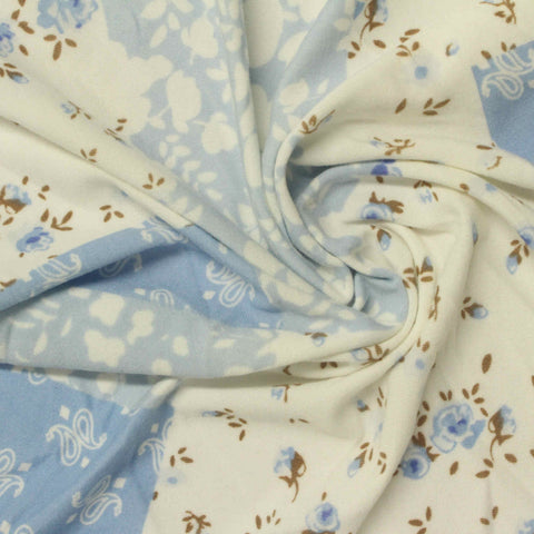 Blue Flowers Milk Silk Knit, Polyester