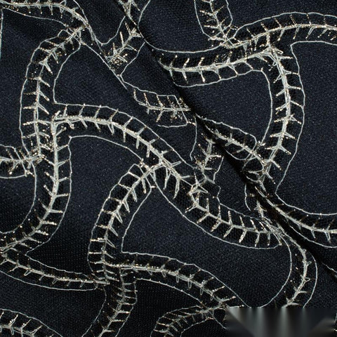 Jacquard 100% Polyester Satin Fabric, 145 gsm, 140 cm — Black